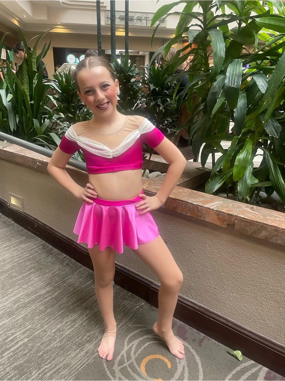 Kids Pink Dance Costume with Sheer Accent.  Princess aurora inspired